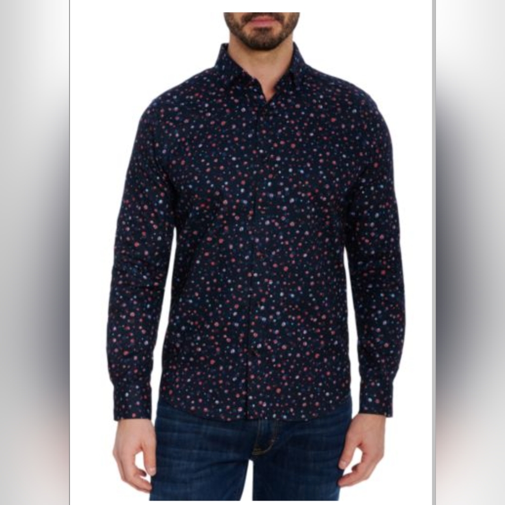Robert Graham Lucena woven men's long sleeve shirt, size L